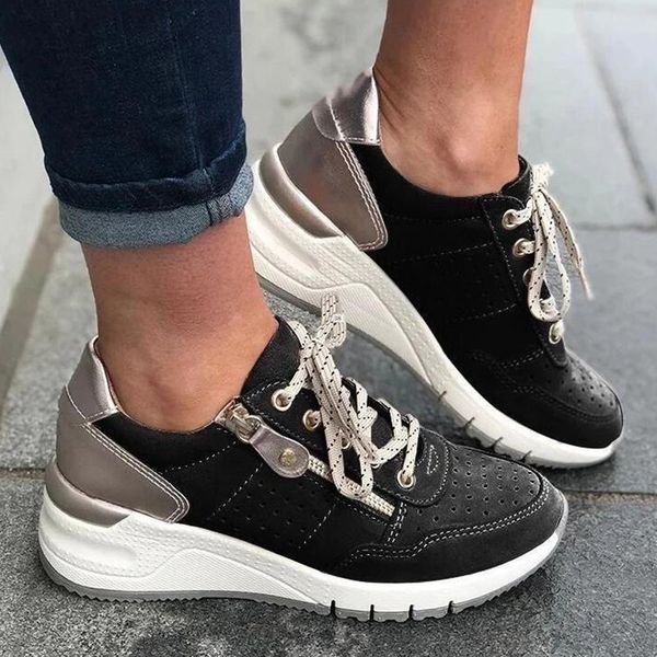 

2020 breathable women sneakers vulcanized casual shoes new styles striped mesh platform ladies comfort trend zapatillas mujer, Black