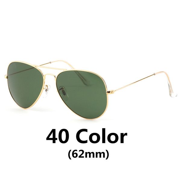 

luxury designer sunglasses men women pilot sunglasses 62 mm metal frame uv400 gradient glass lens 40 colors with box and case 40 colors, White;black