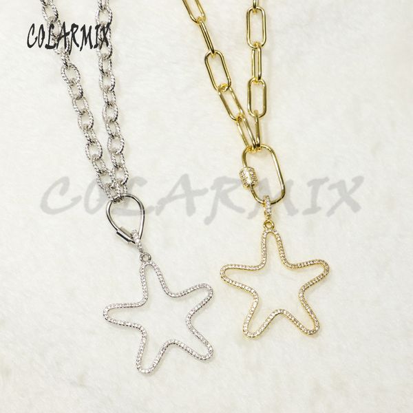 

3strands big star pendants necklace necklace big link chain mix colors fashion zircon accessories for women 50347, Silver