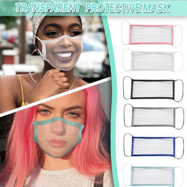 50 Stück DHL Volltransparente Schutzmaske Atmungsaktive taubstumme Lippensprachmasken für Erwachsene Männer Frauen Einfarbige Kanten Anti-Staub-Gesicht
