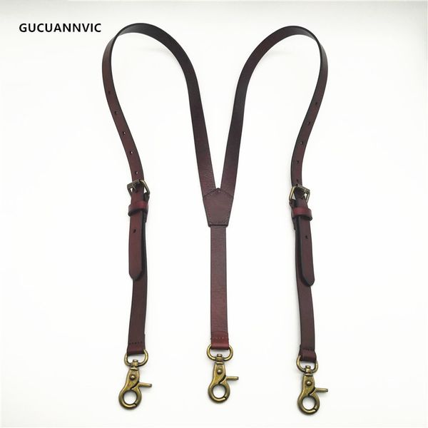 

suspenders vegetable tanning leather strap bronze retro scalper, Black;white