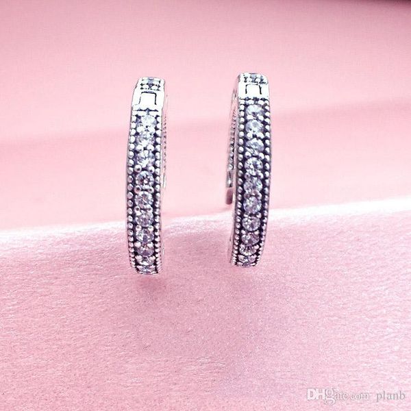 

pavÃ© heart hoop earrings original box for pandora 925 sterling silver small ear ring for women mens earring, Golden;silver