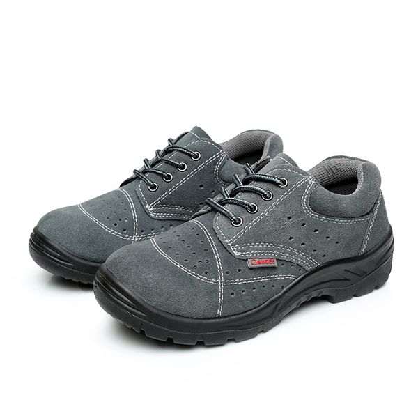

mens leisure steel toe covers working safety shoes summer soft leather worker shoe platform security boots safe sneakers protect, Black
