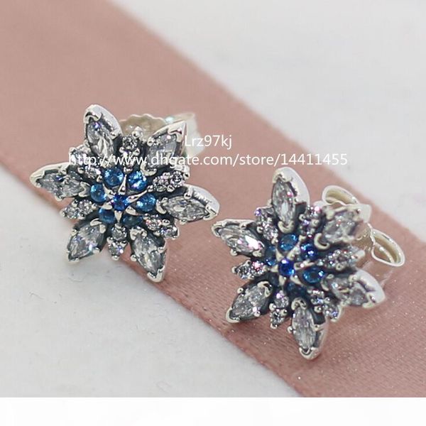 

100% высокого качества стерлингового серебра 925 crystalized снежинка серьги с камнями серьги стержня подходит для европейских серьги дизайн, Golden;silver