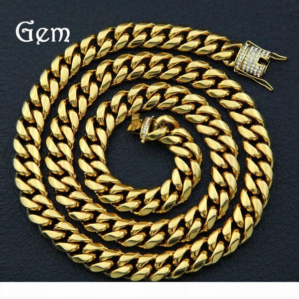 

14mm cuban chains hiphop jewelry for mens brand design 18k gold plated hip-hop necklaces full diamond accessories wholesale, Silver