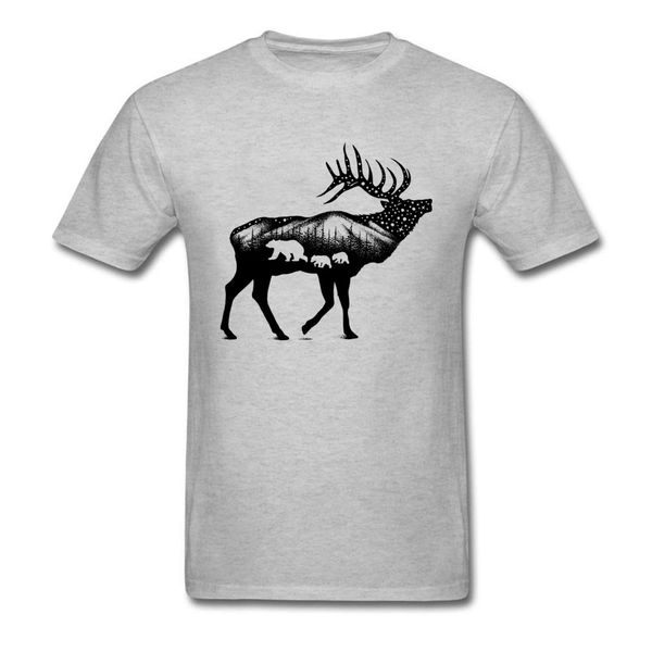 

америка elk outline серый футболка день благодарения 100% хлопок crewneck boy верхняя рубашка отдыха футболки джунглям bull