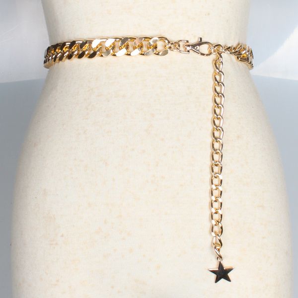 

metal five-pointed star belt women's thin decorative waist chain dress thick chain sweater accessories women's waist chain belt, Black;brown