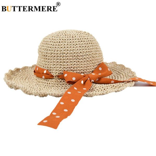 

wide brim hats buttermere summer sun hat straw for women foldable dot bowknot elegant ladies vintage beautiful casual beach cap, Blue;gray