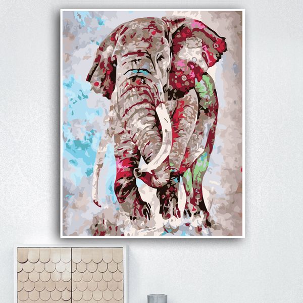 

yijie diy painting by numbers elephant cartoon drawing on canvas handpainted painting art gift diy home decoration