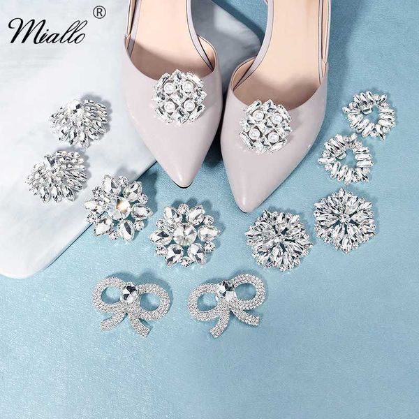 

miallo fashion women shoe buckle crystal silver color bridal wedding party shoes clips prom decorations accessories jewelry gift, Golden;silver