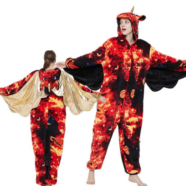 

fashion new animal pajamas siamese rainbow pegasus dinosaur home furnishing cute costumes for men women costumes wholesale, Black;red