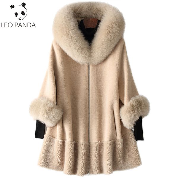 

2020 winter real fur coat women fur collar long jacket korean clothes wool coats jackets, Black
