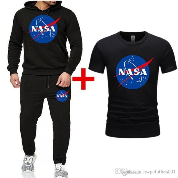 

whosale nasa fashion designer mens womens tracksuits t-shirt+hoodies+long pant 3 piece sets luxury track suit joggers sports suit sets, Gray