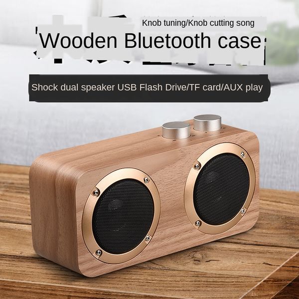 

new fashion wooden bluetooth speaker outdoor 16w high power multifunction usb tf card play retro sound