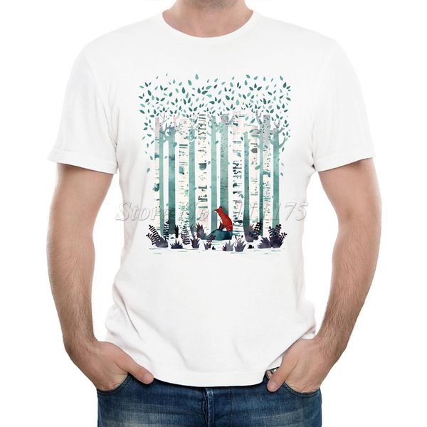 

new arrivals 2019 men's fashion the birches printed t shirt cool summer casual tee
