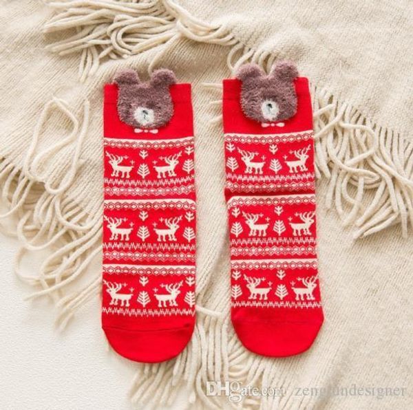 

cute female clothing red color casual apparel christmas print women fashion designer socks featival style winter, Black;white