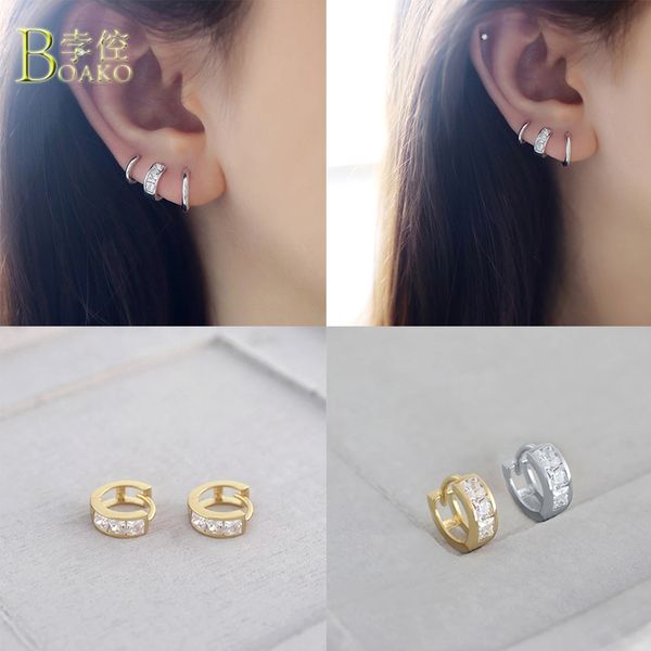 

hoop & huggie boako 925 sterling silver earrings for women zircon earring luxury earings s925 jewelry pendientes piercing cartilage arete, Golden;silver