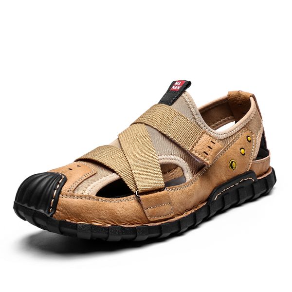 

ready stock microfiber cutout sandals mans footwear casual crocuses for men breathable zapatos de hombre chaussure homme, Black