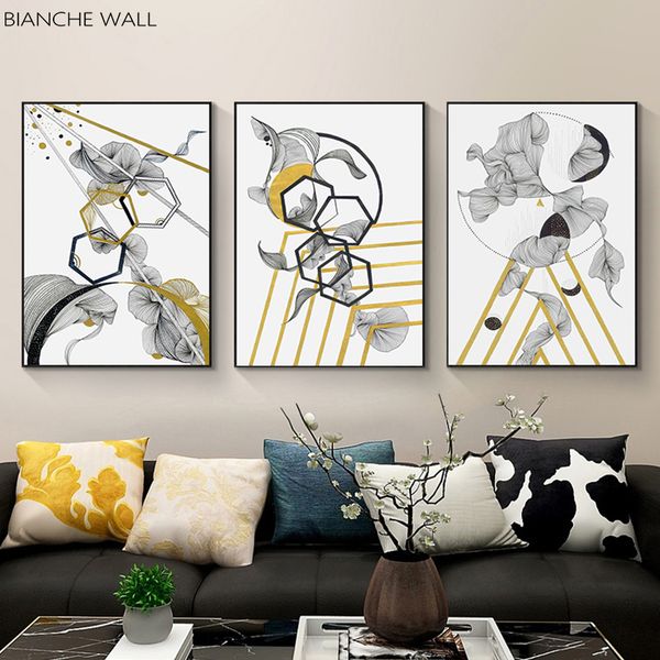 

line petal geometric abstract wall art canvas poster and print modern picture painting new chinese style home room decoration