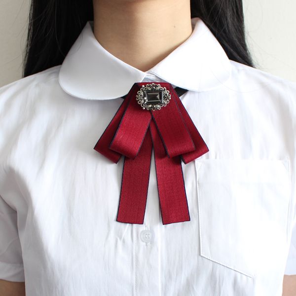 

bow tie vintage cameo lady head diamod ribbon party wedding brooch chic girls elegant costume jewelry collar band girl cravat, Blue;purple