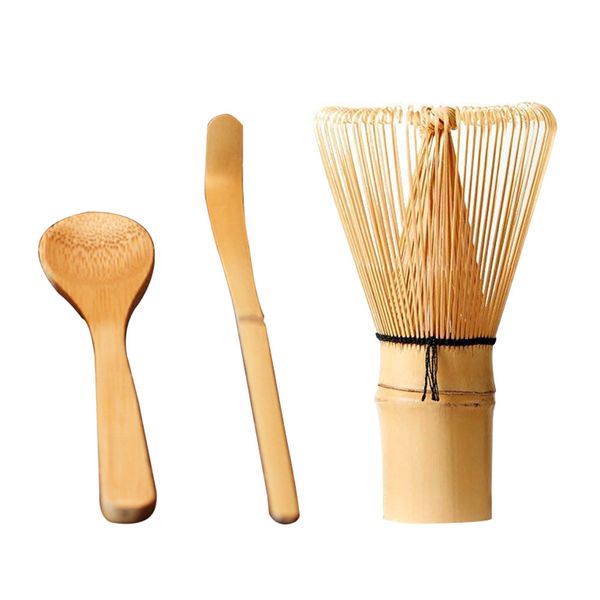 

3-pieces tea ceremony scoop spoon mixers gift stir bamboo kitchen tea set whisk
