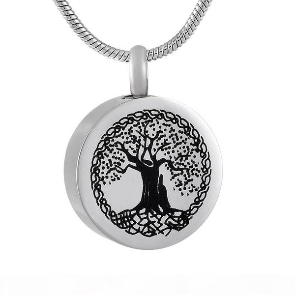 

ijd9795 дерева жизни круглой урна keepsake кремация ювелирные изделия для funeral пепла holder урны мемориала ожерелье человека pet, Silver