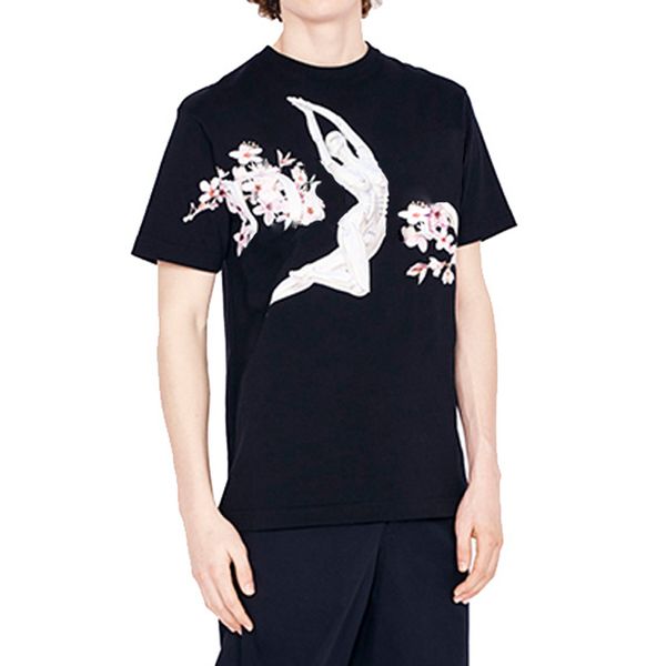 

20ss france robot flower letter print tee high street short sleeves high-end summer breathable solid t-shirt fashion men women tee hfymtx749, White;black