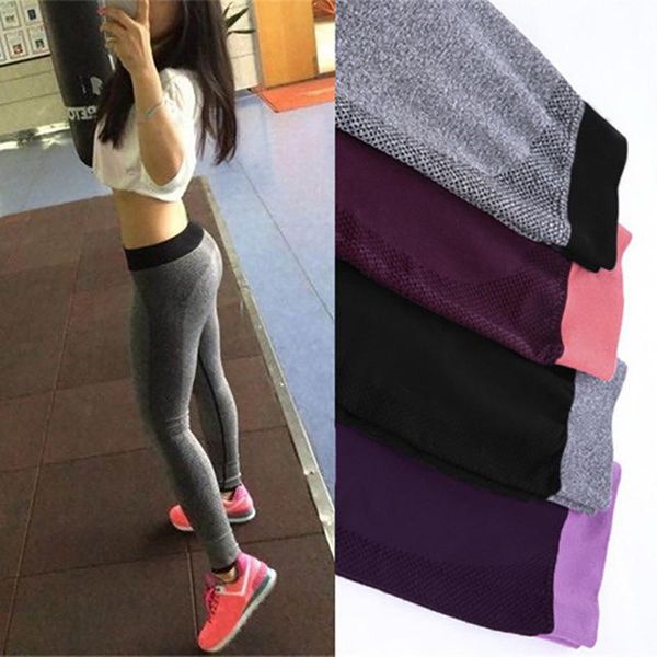 

tight solid color explosion seamless yoga pants sports running tight hips nine points base fitness pants, White;red