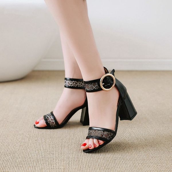 

blxqpyt brand elegant sandals women pumps super high heel 9cm ladies banquet sandals peep toe plus size 30-36 8-413, Black
