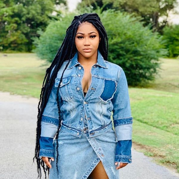 

women's fashion hole denim jacket, Black;brown