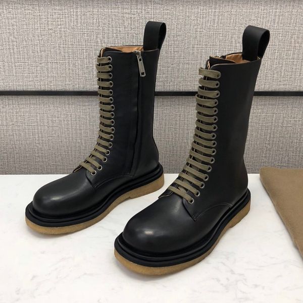 

women leather boots fashion zipper round toe mid-calf shoes brand design spring autumn female boots, Black