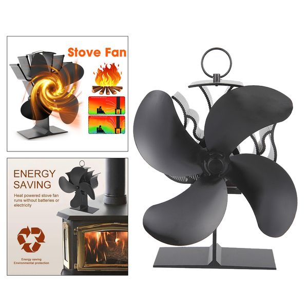 

4 blade heat powered stove fan for wood log burner fireplace,durable silent operation