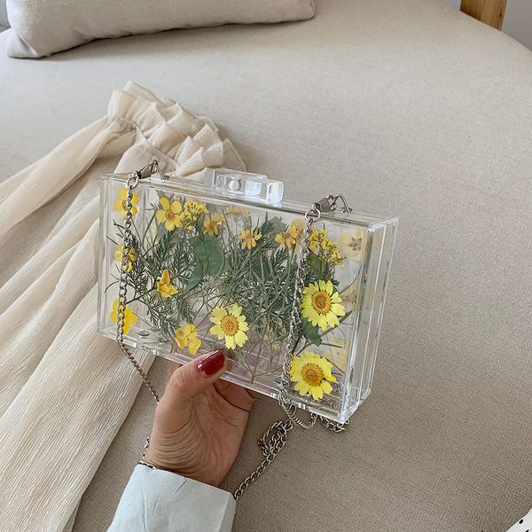 

2019 design handbag women flower transparent small square bag case shoulder bags jelly small messenger bag sac#35