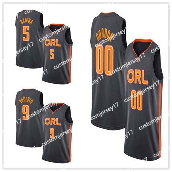 

2020 men magic orlando 00 gordon 5 bamba 9 vucevic charcoal mohamed nikola edition basketball jersey city jerseys, Black