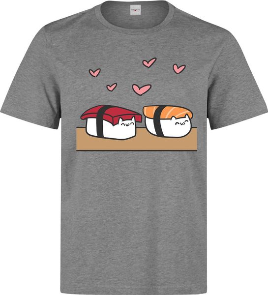 

2019 новый casual cotton tee shirt счастливый суши в любви смешные японии еды работа мужчины (женщина доступна) футболка серая лето мужчины