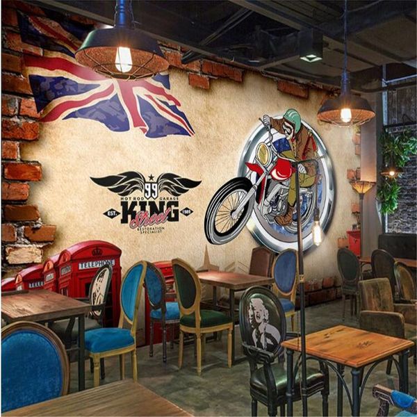 Milofi personalizzato 3D grande carta da parati murale carta da parati panno 1 motocicletta britannica retro sfondo decorazione della parete pittura