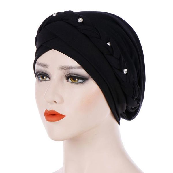 

beanie/skull caps women style rhinestone head scarf muslim turban ladies india hat cancer chemo beanies hair accessories turbante, Blue;gray
