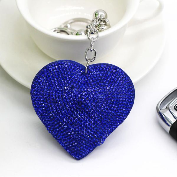

women fashion heart shaped crystal rhinestone handbag keyfob pendant keychain bag keyring key chain, Silver