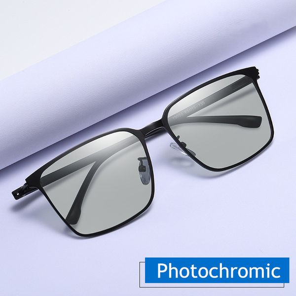 

color change square frame pchromic polarized sunglasses men classic chameleon glaases transition lens eyewear, White;black