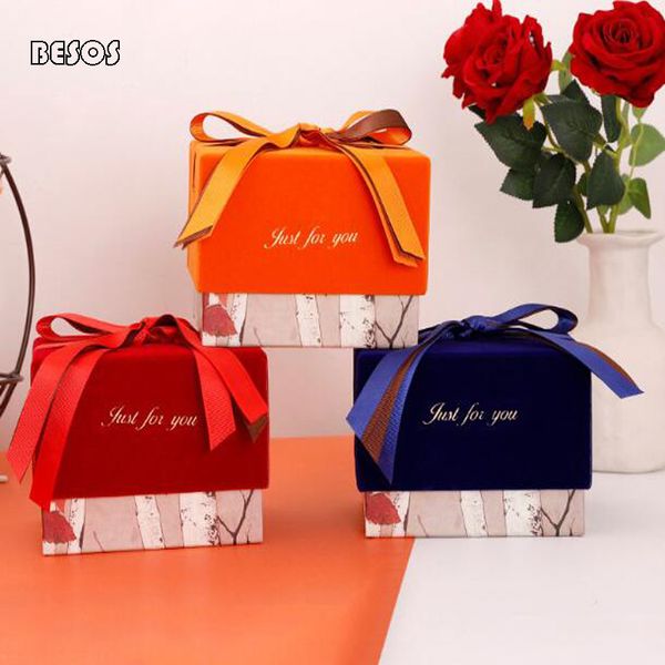 

fashion suede colorful gilding printing ribbon rectangular gift box wedding party christmas candy lipstick package gift box