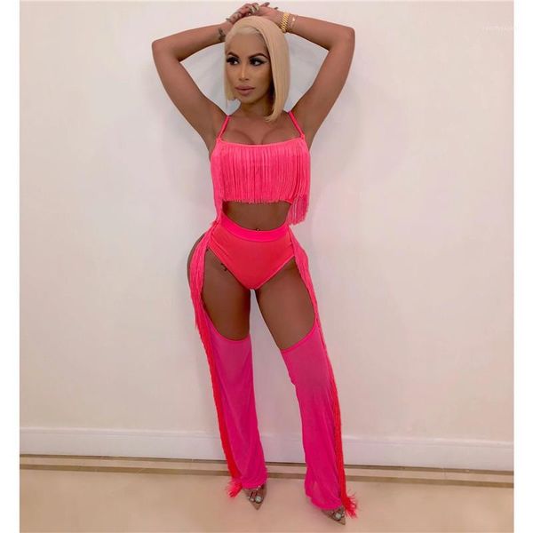 

tassel hollow out suits casual sleeveless crop long pants womens 2 piece outfits women tracksuits sexy, White