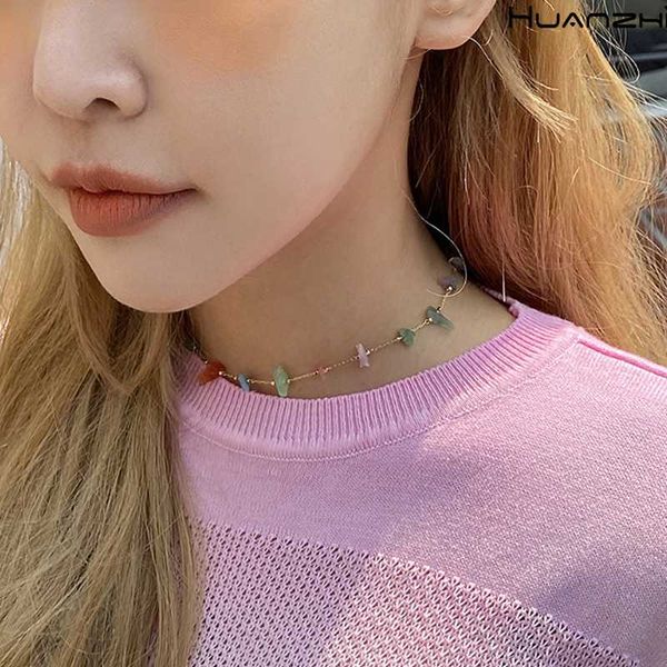 

hz 2020 korean new transparent natural stone irregular acrylic geometry simple choker necklace for women girls jewelry gifts, Silver