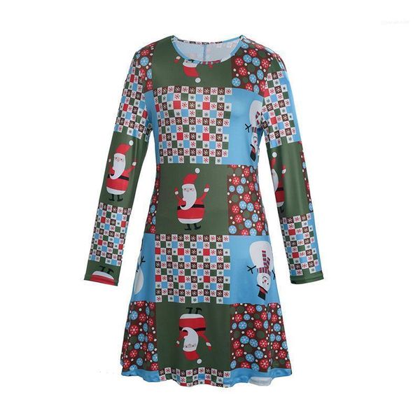 

ladies dresses casual womens clothing cartoon santa claus printed womens dresses long sleeve christmas, Black;gray