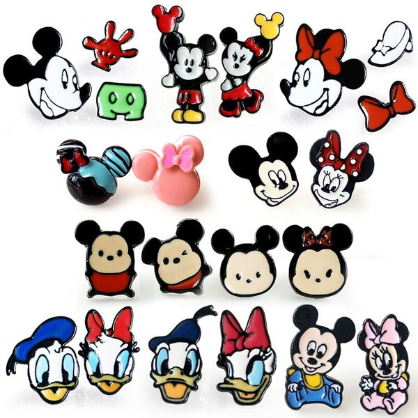 

stud donald fashion anime cartoon earring cute animal earrings for women girls kids jewelry gift, Golden;silver