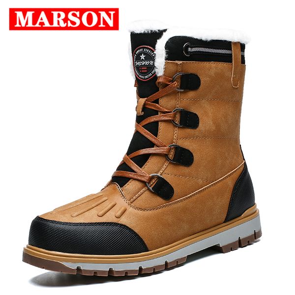 

boots men shoes snow winter flock casual warm fashion ankle short bootie slip-on outside zapatos botas, Black