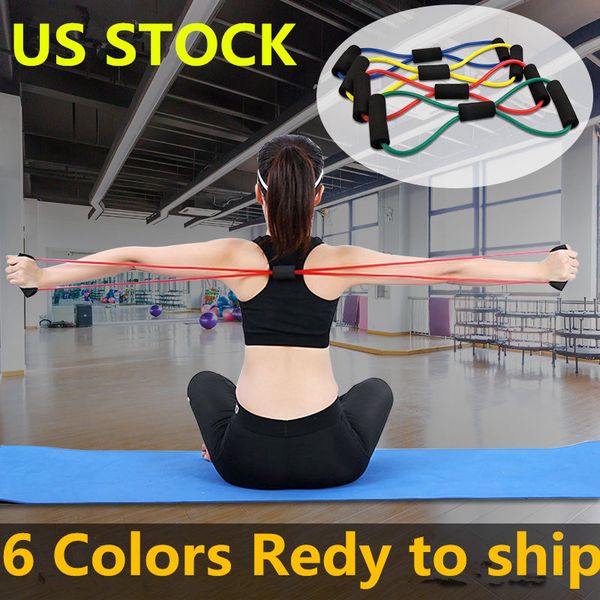

us stock 8-word pulling rope chest expansion plastic chest maker yoga rubber band milk chest expander with elastic string fy7052