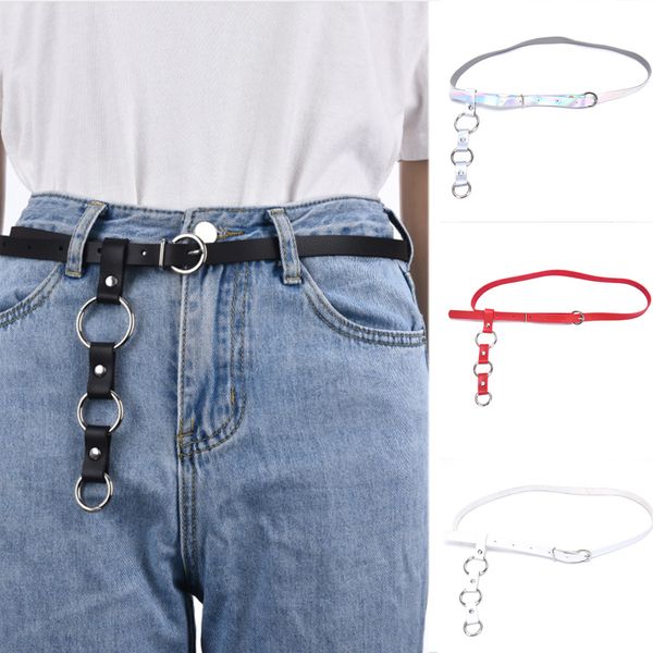 

triangle round buckle belts female leisure jeans wild belt metal buckle black strap belt for women, Black;brown