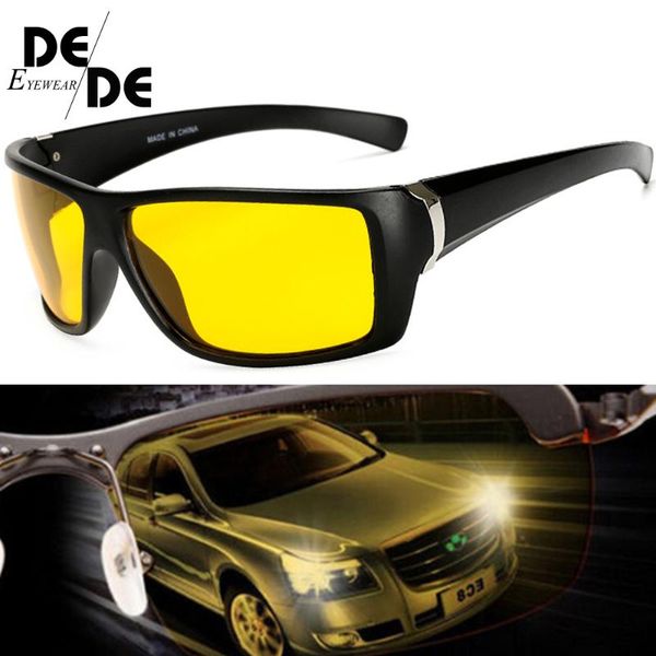 

yellow night vision for male night driving polarized sunglasses square mens driver safety eyewears cloudy fog day, White;black