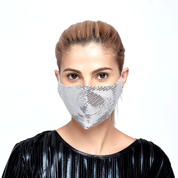 

2020 sequin glitter fabric mask with filter insert pm2.5 thin breathable colorful mask reusable new arrivals