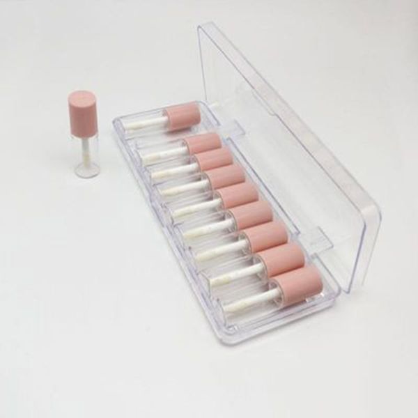 

new 10pcs 4ml lip gloss empty plastic tubes exquisite mini clear lipgloss packaging container with pink matte lid